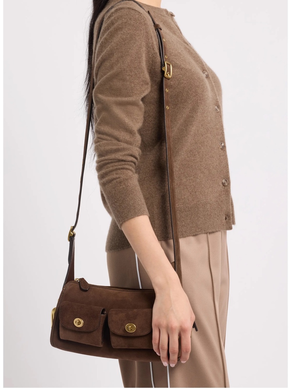 NWT 🤎COACH Mini Turnlock Haversack Suede Shoulder Bag - Picture 10 of 10